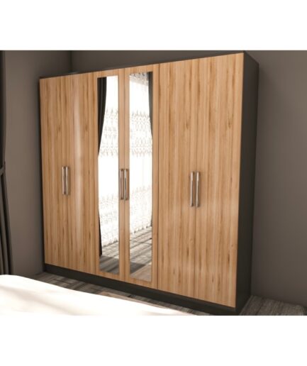 6 Kapaklı Aynalı Elbise Dolabı